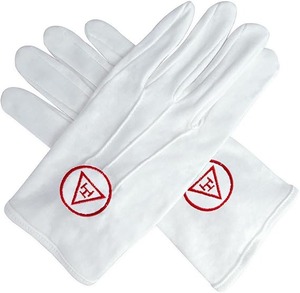 Guantes Masónicos Royal Arch para Hombre, Guantes de Ceremonia de Algodón Blanco con Símbolo Bordado, Regalia Masónica - Product Image 1