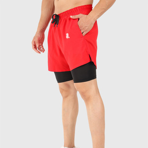Pantalones Cortos Deportivos Rojos para Hombre, de Secado Rápido, con Cordón Ajustable, Bolsillos, Logotipo Frontal, Cintura Media, Tela de Poliéster - Product Image 6