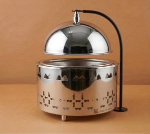Luxury Matte Finished Casserole Stainless Steel <b>Pot</b> with Round <b>Lid</b> Laser Cutwork Hotpot for Arabic Majlis Dining Tabletop Buffet - Product Image 6