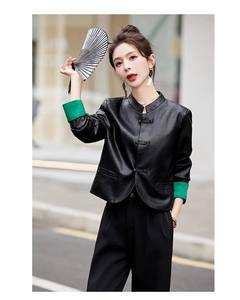 Nueva Chaqueta Casual de Moda para Mujer, al por Mayor, de PU Sólido Transpirable, con Frente Tejido, Ajuste Regular Suave, Logotipo Personalizado, para Otoño, Ropa de Calle y Exterior - Product Image 4