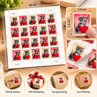 Feuille d'autocollants personnalisés mignons en forme de cœur pour chat, étiquettes décoratives adhésives imperméables pour emballage cadeau et scrapbooking