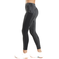 Leggings de yoga gris anthracite texturés à taille élastique avec poche latérale, taille haute, compression, séchage rapide, grande taille, respirants