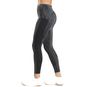Leggings de yoga gris anthracite texturés à taille élastique avec poche latérale, taille haute, compression, séchage rapide, vêtements de sport - Product Image 4