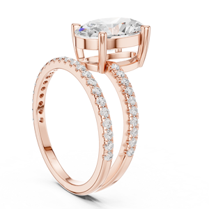 Anillo de Compromiso de Oro Amarillo de 14K para Mujer con Diamante de Corte Ovalado y Engaste Pavé, Estilo Clásico - Product Image 6