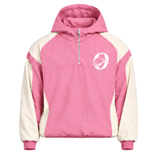 <b>Mens</b> <b>Pink</b> Neutral Colorblock Windbreaker <b>Hoodie</b> Lightweight Quarter Zip Pullover Jacket Outdoor Sports Running Casual Wear - Product Image 1