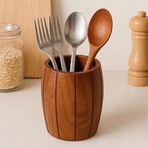 Factory Square Table Wood Pen Holder Alam <b>Clock</b> with <b>LED</b> Digital Temperature Time Date Voice - Product Image 3