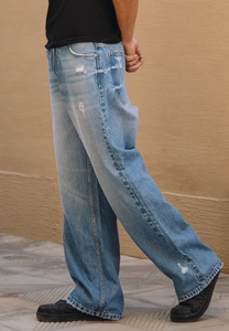 Jeans de Mezclilla Holgados y Rectos Personalizados con Bordado Estilo Hip Hop - Product Image 2