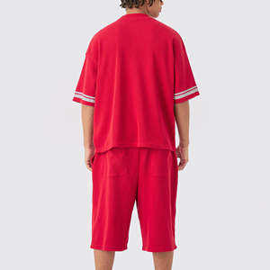 Conjunto de 2 Piezas de Camiseta y Pantalones Cortos de Poliéster/Algodón para Hombre, con Logotipo Bordado Personalizado, Transpirable, Cómodo, Estilo Urbano, para Verano - Product Image 5