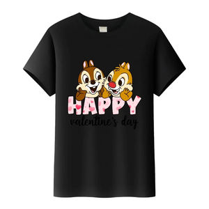 Chip 'n' Dale Happy Print T-shirts pour filles, t-shirt unisexe ample à col rond pour l'été - Product Image 3