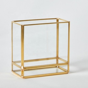 Boîte de rangement décorative en laiton et verre pour la maison et le bureau, idéale pour les cosmétiques, les bougies, les stylos, etc. - Product Image 6