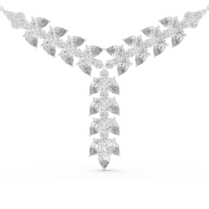 18K White Gold Lab Grown Diamond White Gold Marquise & Round Diamond Waterfall Drop <b>Necklace</b> Luxury Bridal <b>Statement</b> Jewelry - Product Image 1