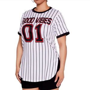 Maillot de football américain respirant en maille personnalisé pour femme, à rayures fines, grande taille, décontracté, pour équipe, OEM, marque privée, haut de sport - Product Image 3