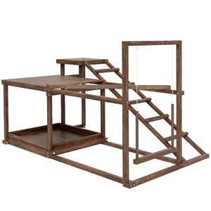 Set di Attività per Polli in Legno, Gabbia per Animali con Posatoio, Altalena, Scala, Piattaforme e Mangiatoia con Vano Portaoggetti - Product Image 1