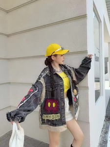 Wholesale High Quality Heavyweight Washed Button Jeans <b>Material</b> Bows Decoration Distressed Eco-Friendly Vintage Autumn Jacket - Product Image 6