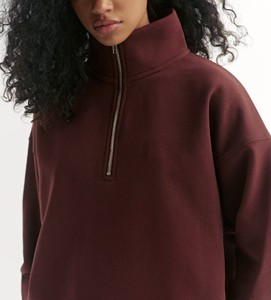 Best Quality Winter Women's Half Zip Oversized <b>Stand</b> Collar Sweatshirts <b>Drop</b> Shoulder Loose Fit Women's Custom Sweatshirts Wear - Product Image 4