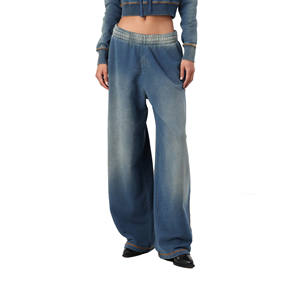 Pantalon de survêtement évasé pour femme, effet délavé vintage, strass, 100% coton 380 GSM, imprimé DTG, haute qualité - Product Image 1