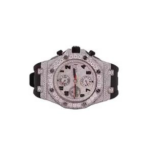 Reloj Cronógrafo de Lujo Personalizado con Diamantes Moissanite VVS para Hombre, Estilo Hip Hop, con Correa de Goma Negra y Subesferas - Product Image 4