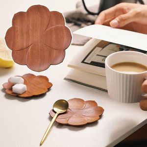 <b>Utility</b> Wooden Coasters Round Set Heat Resistant Drink Holder for Coffee Tea Mug Glass Anti Slip Table Protection Home Kitchen - Product Image 5