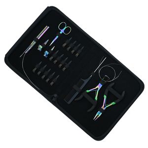 Hair Extension Tools Kit Tail <b>Comb</b> <b>Parting</b> Finger Styling Sectioning Clips Scissors Loop Wire Hook Tool Crimping Remover Plier - Product Image 1
