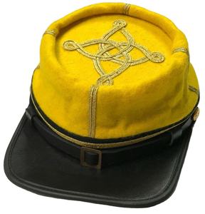 Yellow Wool <b>Peak</b> <b>Cap</b> with Gold Embroidered Star Pattern 56-58CM Unisex Formal Hat - Product Image 1