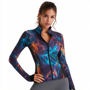Veste de sport matelassée à col montant pour femme avec passants pour les pouces, 100 % polyester, vêtements de sport - Product Image 2