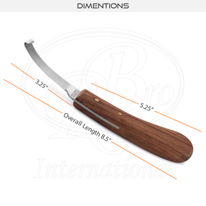 Couteau à sabots standard J2 en acier inoxydable, lame étroite, manche en bois, 8,5 pouces, outil de coupe de sabots pour fermeurs - Product Image 3
