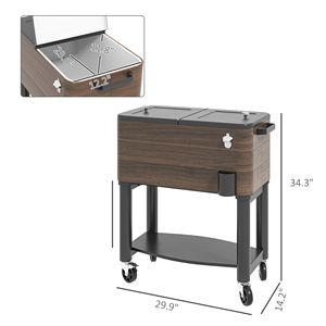 Carrello Frigo Portatile da 60 Litri con Apribottiglie, Ghiacciaia su Ruote e Ripiano Inferiore per Feste in Giardino, Terrazza e Bordo Piscina - Product Image 3