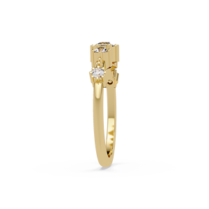 Ensemble de bagues de mariage et de fiançailles en or jaune pur 14 carats avec diamants de laboratoire multi-pierres, taille ronde, VVS, CVD, HPHT, style Art Déco antique - Product Image 4