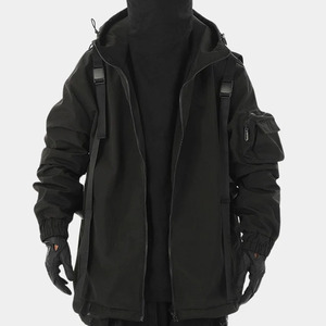 Cyberpunk <b>Techwear</b> Hooded Bomber <b>Jacket</b> Unisex Waterproof Wind Breaker Winter Outdoor Streetwear Sports Multi-Pocket Front - Product Image 6