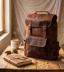 Custom Genuine Leather Backpack Vintage Real Leather <b>Laptop</b> Bag Waterproof Casual <b>Rucksack</b> Womens Travel Daypack LBK-0104 - Product Image 2