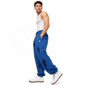 Pantalon de survêtement imprimé pour homme, taille élastique avec cordon de serrage, style streetwear décontracté, poches, respirant, en polyester mi-lourd - Product Image 3
