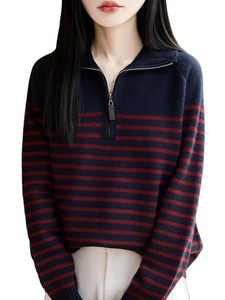 Pull bomber en maille pour homme, fermeture éclair sur le devant, manches longues, couleurs unies, été - Product Image 2