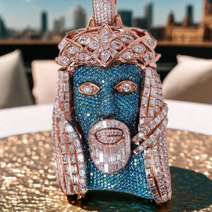 Joyería Hip Hop de Diseño 3D de Lujo, Colgante de Cabeza de Jesucristo en Plata de Ley 925 con Corte de Pera y Moissanita VVS para Hombre - Product Image 4