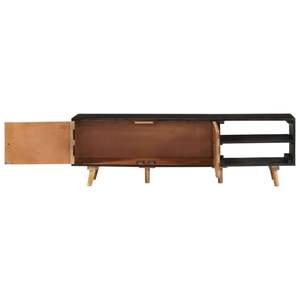 Meuble TV en bois de manguier brut naturel et noir avec bois d'acacia massif, élégant et durable - Product Image 3