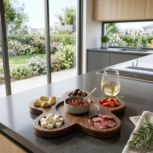 Plateau de service en bois de teck massif de qualité alimentaire, fait main, naturel, pour assaisonnements, ustensile de cuisine, accessoire de présentation - Product Image 3