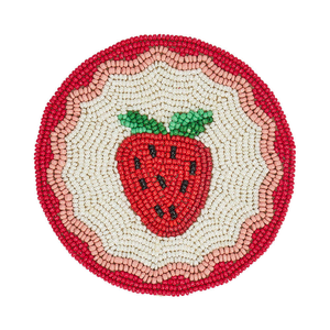 Juego de 4 Posavasos Ecológicos Hechos a Mano con Forma Personalizada, Bordados con Tema de Fresa, Multicolores, con Cuentas, Gratis - Product Image 5