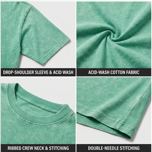 T-shirt en jersey de coton à manches courtes et col rond pour homme, coupe ample, couleur vert menthe unie, longueur normale, style décontracté - Product Image 6