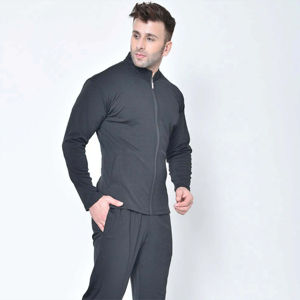 Chándal Deportivo Personalizado para Hombre, Color Gris Oscuro, Manga Larga, Cierre de Cremallera, Secado Rápido, Corte Deportivo, para Otoño, Talla Regular, 100% Poliéster - Product Image 5
