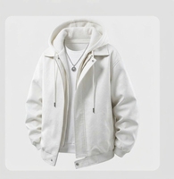 Veste en cuir PU noire à capuche pour homme, fermeture éclair, col rabattu, style décontracté, veste de motard ample