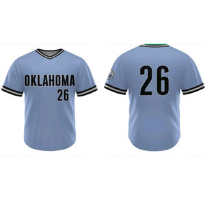 Maillots de baseball personnalisés à manches courtes, entièrement boutonnés et à col en V, sublimés - Product Image 4