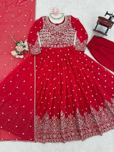Launching New Design Trending Faux Georgette With Embroidery Sequence work Gown&Pent&dupatta Reddy To Wear Look - Product Image 5