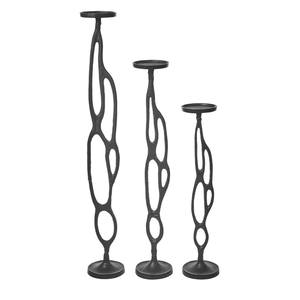 Juego de 3 Portavelas Modernos de Hierro Fundido, Soportes Geométricos Huecos Abstractos, Decoración Minimalista para Mesa de Boda - Product Image 1