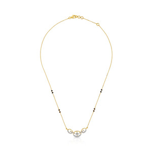Asymmetrical Open-<b>Loop</b> Three-<b>Station</b> Diamond Mangalsutra Necklace - Product Image 3