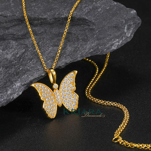 Colgante de Mariposa Hip Hop de Plata 925 con Moissanita Redonda, Chapado en Rodio, Amuleto de Lujo para Mujer, Regalo - Product Image 3