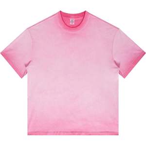 Camiseta de manga corta de gran tamaño para hombre 2025, Camiseta de algodón Vintage lavado con degradado, camisetas de verano sólidas con cuello redondo - Product Image 3