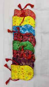 Asthamangal Gift Craft Oval Silk Jewelry <b>Pouch</b> Florals Pattern <b>Drawstring</b> Closure Washable Style Engraved Printing-Thanksgiving - Product Image 6