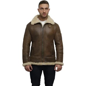 Men's Brown <b>Sheepskin</b> Flying <b>Jacket</b> - Product Image 2