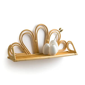 <b>Rustic</b> Flower Petal Rattan wall-mounted <b>shelf</b> Long Woven Bamboo Floating Rack Baby Nursery Room Decorative Toy Storage <b>Shelf</b> - Product Image 2
