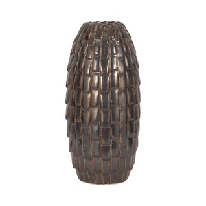 Jarrón Alto de Cerámica de 16-24 Pulgadas, Color Marrón Glaseado, Decoración de Mesa - Product Image 3