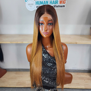 Ombre Transparent Lace Front <b>Wigs</b> 100% Unprocessed Virgin Vietnamese Straight Human 13x4 Lace <b>Frontal</b> <b>Wig</b> Pre-Plucked Braiding - Product Image 2